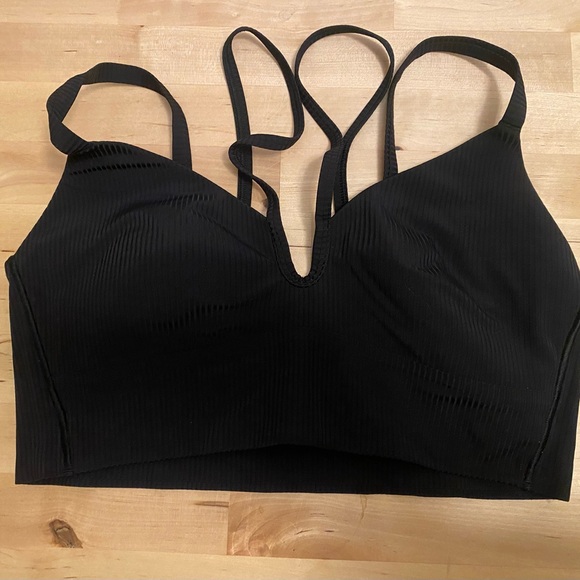 Lululemon Like A Cloud Strappy Longline Ribbed black Bra size 10 - Picture 3 of 5